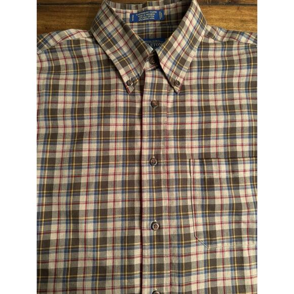 Pendleton Mens Canterbury Plaid Long Sl Button Shirt Pima Ctn Wool Bl MEDIUM - Picture 4 of 8